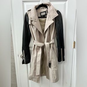 Mackage leather trim trenchcoat